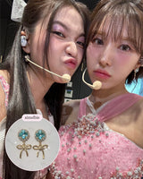 クッションスクエアアンドリボンピアス