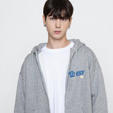 Baseball Logo Flower Smile Hooded Zip-Up