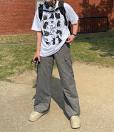 レイジーキャットハーフTシャツ / LAZY CAT HALF T-SHIRTS(2COLOR)