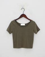 ショートスリーブクロップUネックTシャツ/Short Sleeve Cropped U-neck T-shirt (5color)