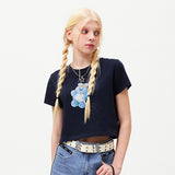 ウィッティバニートムボーイクロップTシャツ / WITTY BUNNY TOMBOY CROP T-SHIRT [NAVY]