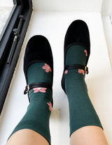 フラワーカーペットソックス / flower carpet - dark green