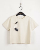 ルーシュベルベットリボンテリークロップ半袖Tシャツ
