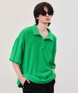 REON LOGO TERRY COTTON POLO (BLACK/BEIGE/GREEN)