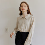 CHECK PUFF SHIRT_BEIGE (6600105525366)