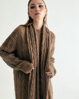 ALPACA CABLE KNIT MUFFLER & ONEPIECE SET - COCOA (6635997102198)