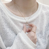 デイリースクエアレイヤードネックレス / Daily Square Layered Necklace (2 color)