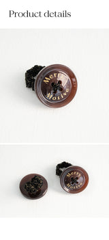 シグネイチャーボタンウィズニットリング/Merry,Motive signature button with knit ring (Wine)