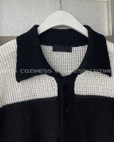 OA Lagoon Coloring Collar Short-Sleeved Knitwear