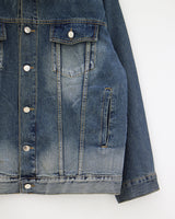 ジンチョンボクシーフィットデニムジャケット / deep blue over Fit Denim Jacket