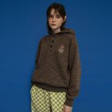 ボタンフリースフーディー/BUTTON FLEECE HOODIE_CHOCO BROWN