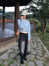 Plant wide denim pants 