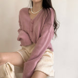 [7color/guaranteed color] Milk Tea Angora V-neck cardigan