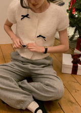 [SHOPPERMADE] Christmas Mohair Cardigan + Velvet Ribbon (3color)