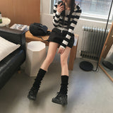 Halin striped two-way slim hoodie long-sleeved zip-up