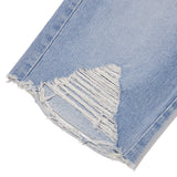 DAMAGE HALF DENIM PANTS [LIGHT BLUE]
