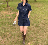 Overfit Denim Short Sleeve Shirt Setup