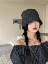 ワコサマーストローバンジーバケットハット / Wako summer straw bungee bucket hat