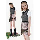 Tweed Crop Vest [Black] (6612243808374)