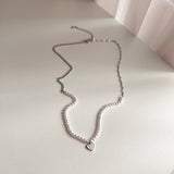 juro サージカルスチールパールハートスマイルキッチュレイヤードショートネックレス / juro Surgical Steel Pearl Heart Smile Kitch Layered Short Necklace