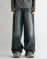 Vintage brush blue denim pants