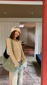 オートミールロングショートカーディガン