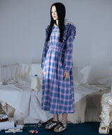 0 7 ruffle hood check dress - VIOLET (4642324152438)