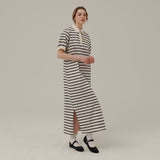 ストライプカラーマクシドレス / STRIPE COLLAR MAXI DRESS_IVORY