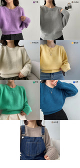 ガーリングラグランハーフクロップドラウンドニットウェア / Garing Raglan Half Cropped Round Knitwear