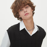 BLOCK LINK KNIT VEST_BLACK (6610821415030)