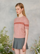 カラーラインツイストニット / Color Line Twisted Knit (Pink)