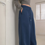 Twee pintuck two-way banding long wide jogger pants
