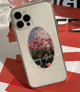 チューリップサンセットホワイトレタリングフォーンケース / Tulip Sunset White Lettering Phone Case