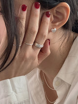 [92.5silver] マットハートワンタッチピアス (ナローバージョン)