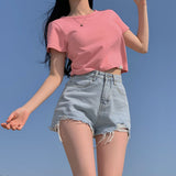 デイリーラベルセミクロップショートスリーブTシャツ
