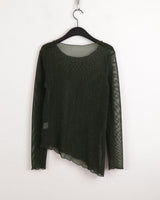 Tito diagonal pleated two-tone long sleeve knit
