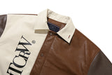 ビーガンレザーバーシティジャケット/VEGAN LEATHER VARSITY JACKET_BROWN