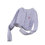 SMALL CHERRY CABLE CROP KNIT CARDIGAN [LAVENDER]