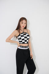 チェッカークロップトップ/TOP(9228) Checker Crop Top (with Cap)