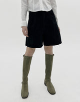 ブラックコーデュロイファイブピースショーツ / Black corduroy five-piece shorts