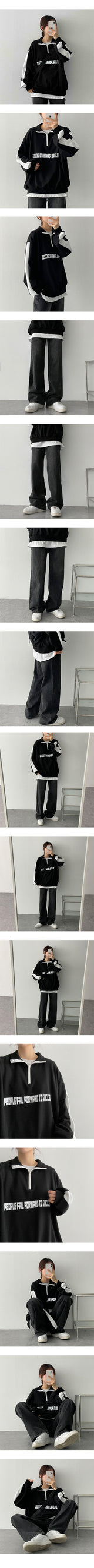 カラードハーフジップアップアノラックスウェットシャツ / Getz Colored Half Zip-Up Anorak Sweatshirt