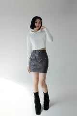 コーテッドミニスカート/Coated mini skirt (2color)
