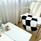 Curvy checkerboard mini rug - Black