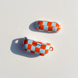 [AirPods] 108 CHECKER BOARD_blue orange_ozes(glossy-hard)