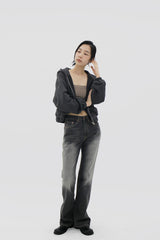 サンディンググレーブーツカットデニムパンツ/no.3015 Sanding Gray Bootcut Denim Pants