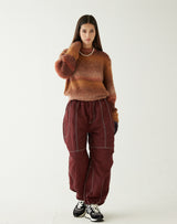 グラデーションクロップセーター/GRADATION CROP SWEATER BROWN ORANGE