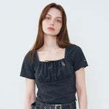 [NF] BUST SHIRRING CROP TEE (BLACK)_F23QB485