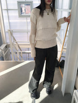 メルキットカットピンタックワイドコットンパンツ
