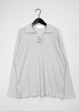 ワッフルアイレットカラーTシャツ/Waffle Eyelet Collar T-shirt (2color)
