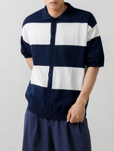 ストライプカラーカーディガン/Stripe collar cardigan 3color